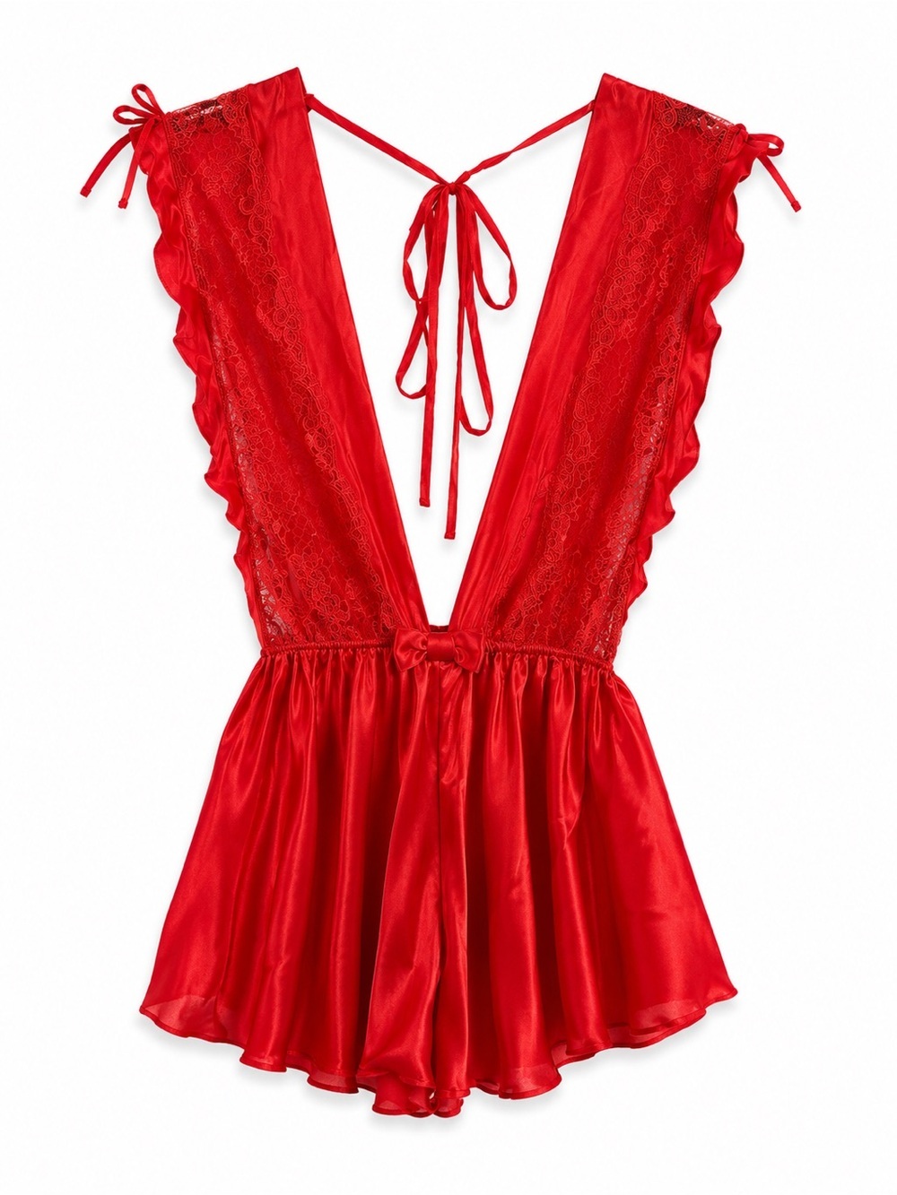 NWT Victoria’s Secret Red Satin Babydoll Teddy Lingerie Size S/P